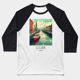 A Vintage Travel Illustration of Cork - Ireland Baseball T-Shirt